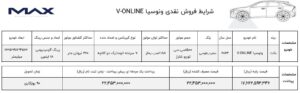 شرایط فروش نقدی ونوسیا V-Online مکث موتور